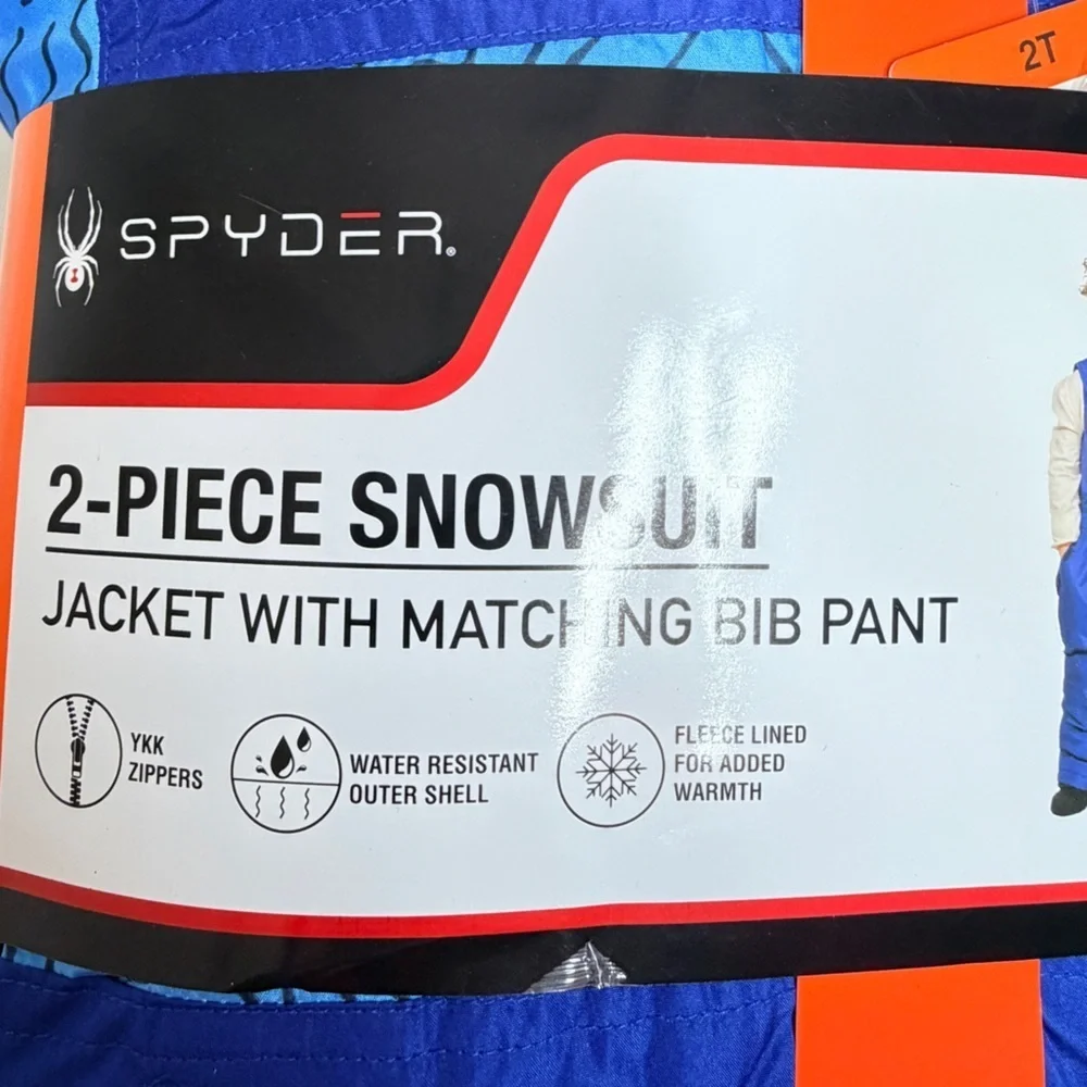 Spyder Kids 2 Piece Snowsuit Jacket Bib Pants Blue Size 2T NWT